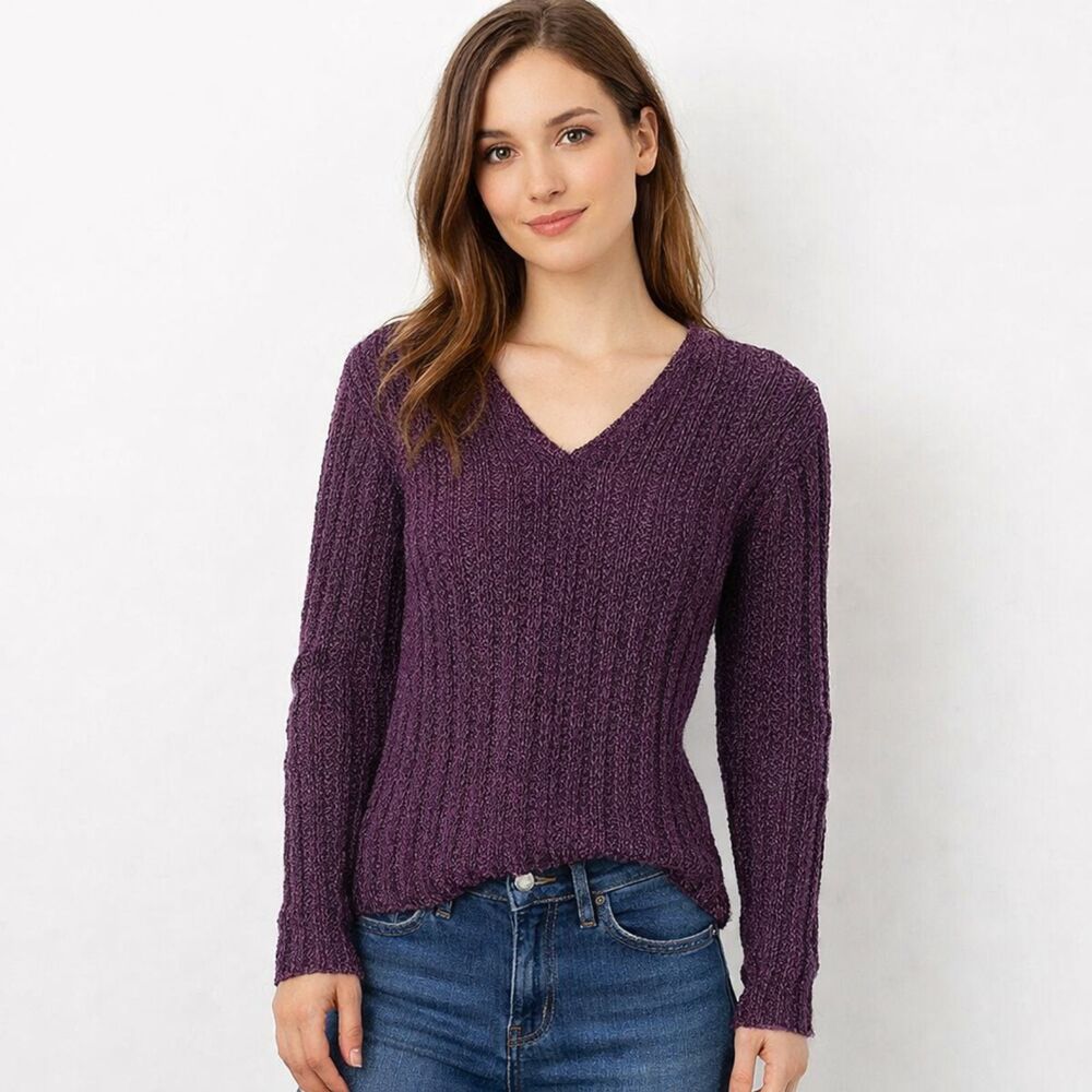 Eddie Bauer Linen Blend Burgundy Sweater SP